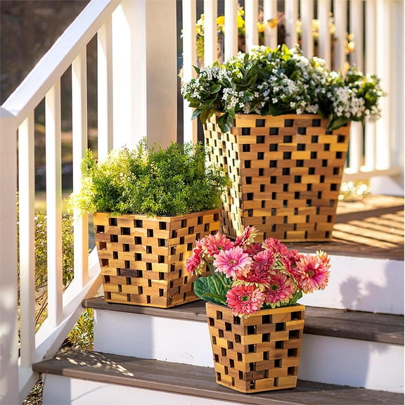 Evergreen Recycled Wood Planter Set of 3