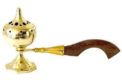 Brass Burners Incense Burner with Wood Handle Accessories 