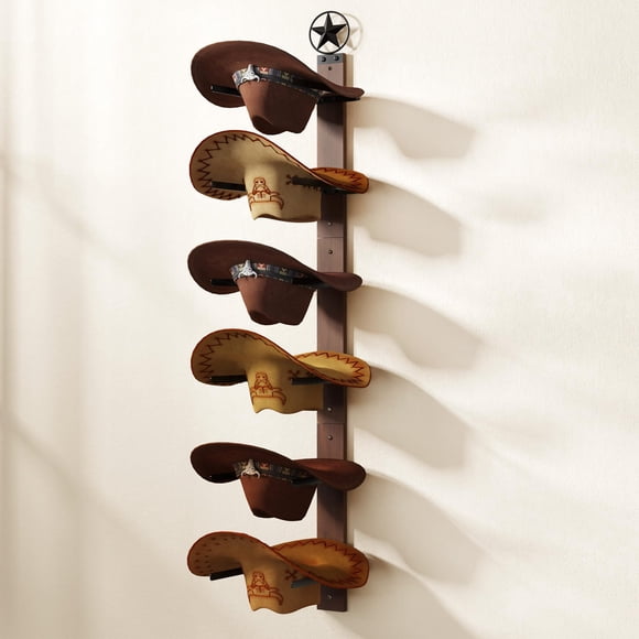 Perchero de Sombreros Vaqueros TIPSYTREE de Madera y Metal con 6 Ganchos