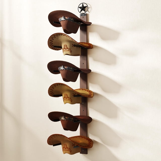 Perchero de Sombreros Vaqueros TIPSYTREE de Madera y Metal con 6 Ganchos