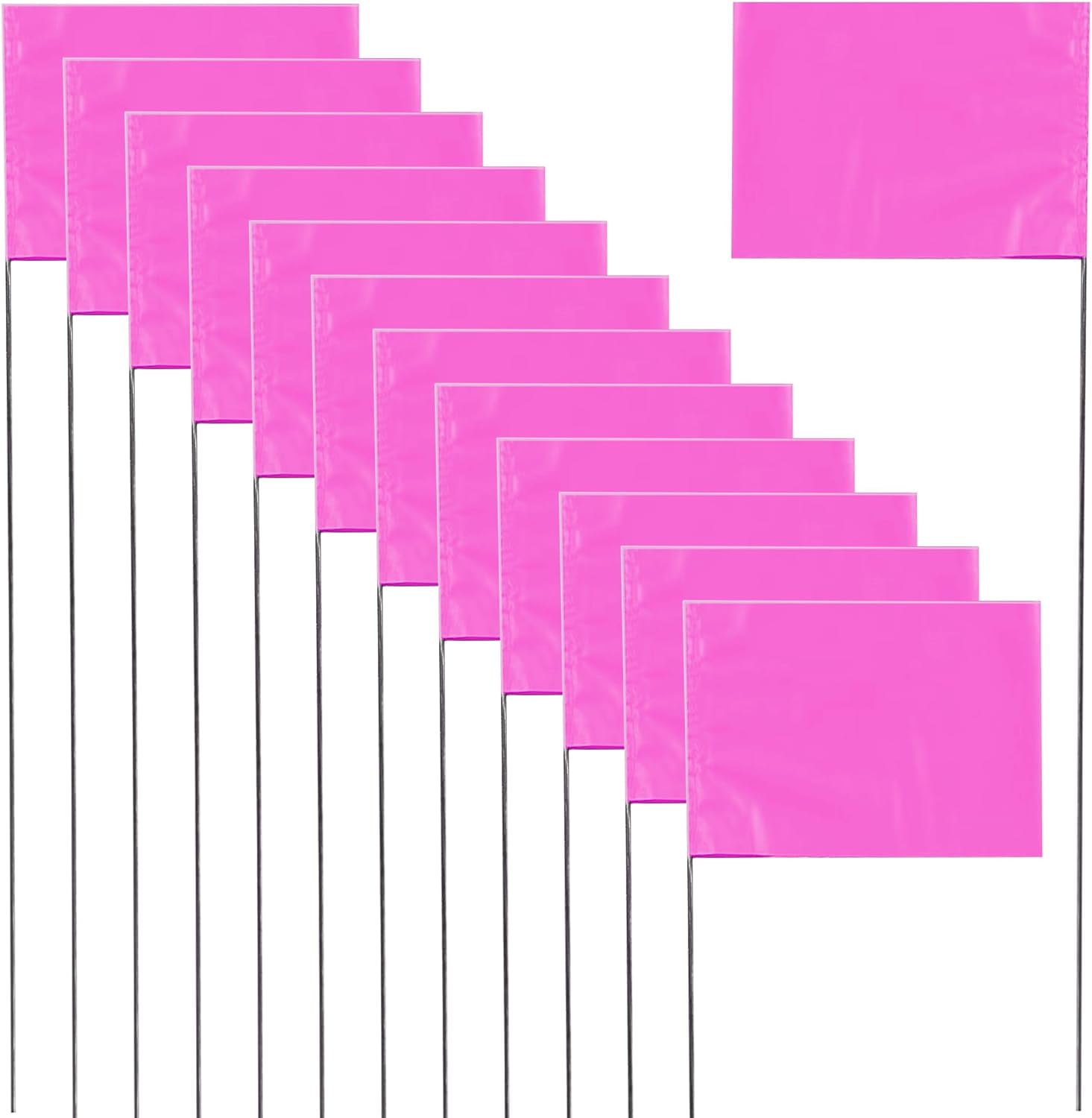 LSKJGA-50 Pack Pink 15 x 2.5 x 3.5 Inch Marking Flags for Lawn, Yard, Landscape, Survey, Sprinkler, Irrigation