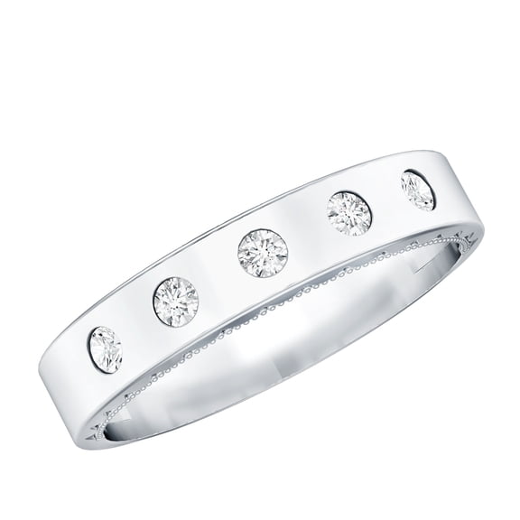 Rosec Jewels - Lab Grown Diamond Band Ring for Men (Ef-Vs Quality) - Flush Set Diamond Ring for Valentines Day, 925 Sterling Silver, US 4.00