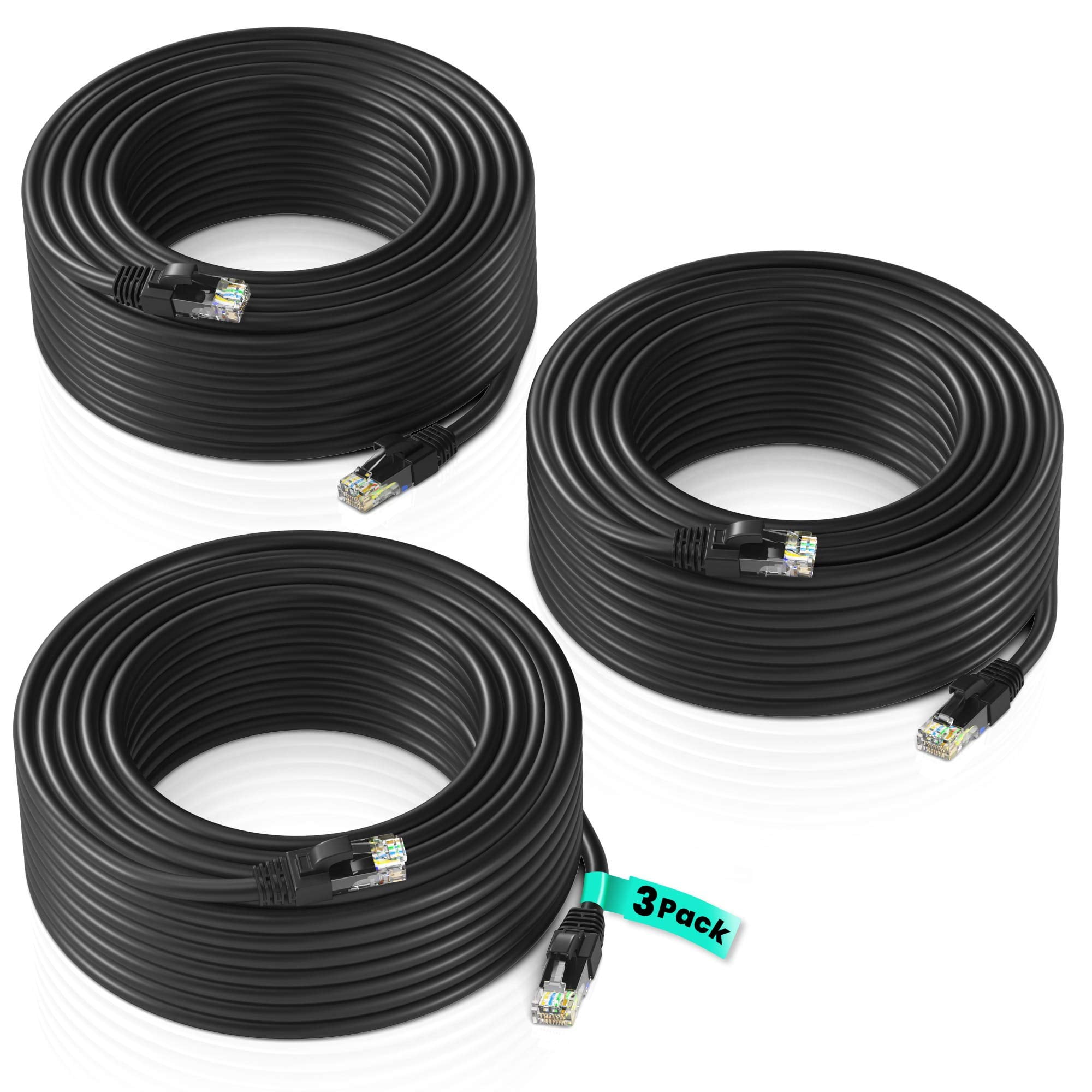 Cables, 100 Feet (3 Pack) Cat 6 High Speed LAN, Utp, RJ45
