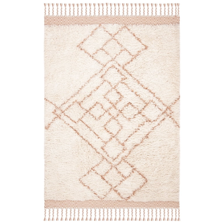 SAFAVIEH Casablanca Ariana Geometric Wool Shag Area Rug, Rust