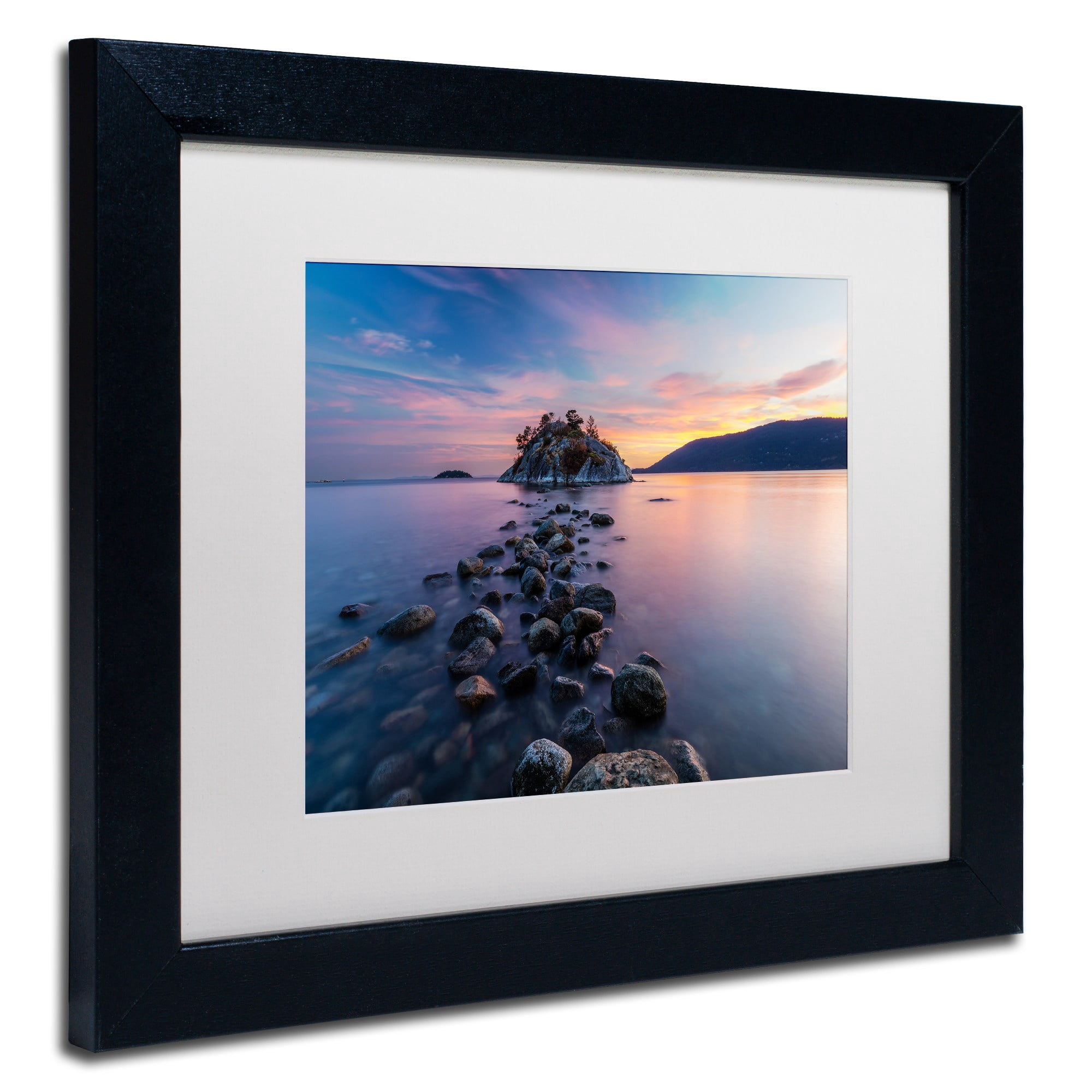 Trademark Fine Art 'Whytecliff Sunset' Canvas Art by Pierre Leclerc, White Matte, Black Frame