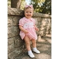 thumbnail image 5 of BemeyourBBs Newborn Baby Girl Little Sister Dress Outfit Summer Clothes Plaid Bow Embroidered Short Sleeve Doll Collar Romper Dress and Headband 2 Piece Set, 5 of 9