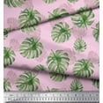 thumbnail image 2 of Soimoi Pink Cotton Jersey Fabric Monstera Leaves Fabric Prints By Yard 58 Inch Wide, 2 of 3