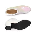 thumbnail image 4 of BLISSFUL STEP Women's Glitter Round Toe Block Heel Ankle Boots Bling White 7, 4 of 7