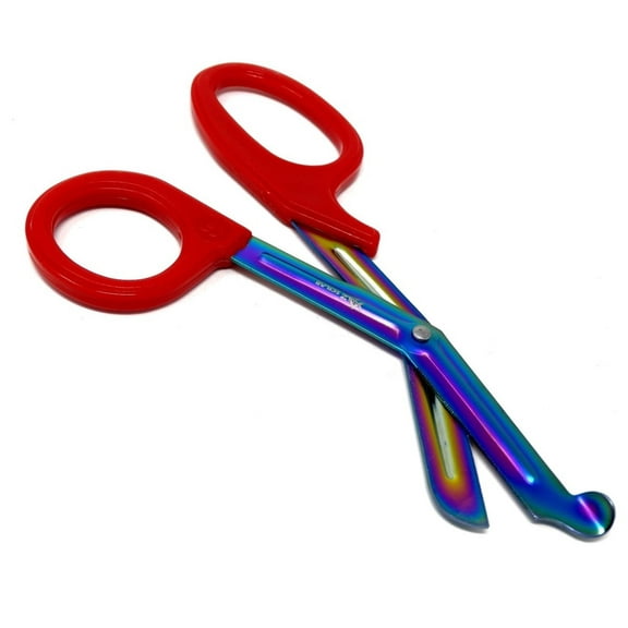 Red Handle with Fluoride Multi Color Blades Trauma Shears 7.25"