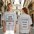 thumbnail image 4 of GZWYHT Custom Photo T-Shirts for Men Design Your Own Personalized Shirt on Front&Back Cotton Tess Customizable Text And Image Gray XL, 4 of 6