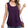 thumbnail image 2 of Usmixi Womens Tank Tops Mesh Patchwork Fashion Going out Lightweight Tunic Vest Shirts Summer Trendy Solid Scoop Neck Sleeveless Shirts Blouse Purple XXL, 2 of 7
