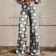 thumbnail image 5 of Women's Casual Pants Wide Leg Pants Women'S High Waisted Flower Patterned Pants Lightweight And Loose Casual Colorful Pants Heavyweight Pants,Gray Women's Casual Pants XXL, 5 of 7