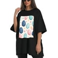 thumbnail image 4 of Plus Size Shirt for Women Black Tops for Women Short Sleeves Shirt for Women Easter 205 T Shirt Crewneck Shirt for Women 2XL, 4 of 5