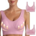thumbnail image 3 of Bigersell Sport Bras 2 Pack Women Workout Running Yoga Bra No Underwire Ladies V-Neck Cami Bras Comfortable Soft Pullover Bras W-3-Pink-A 6XL, 3 of 8