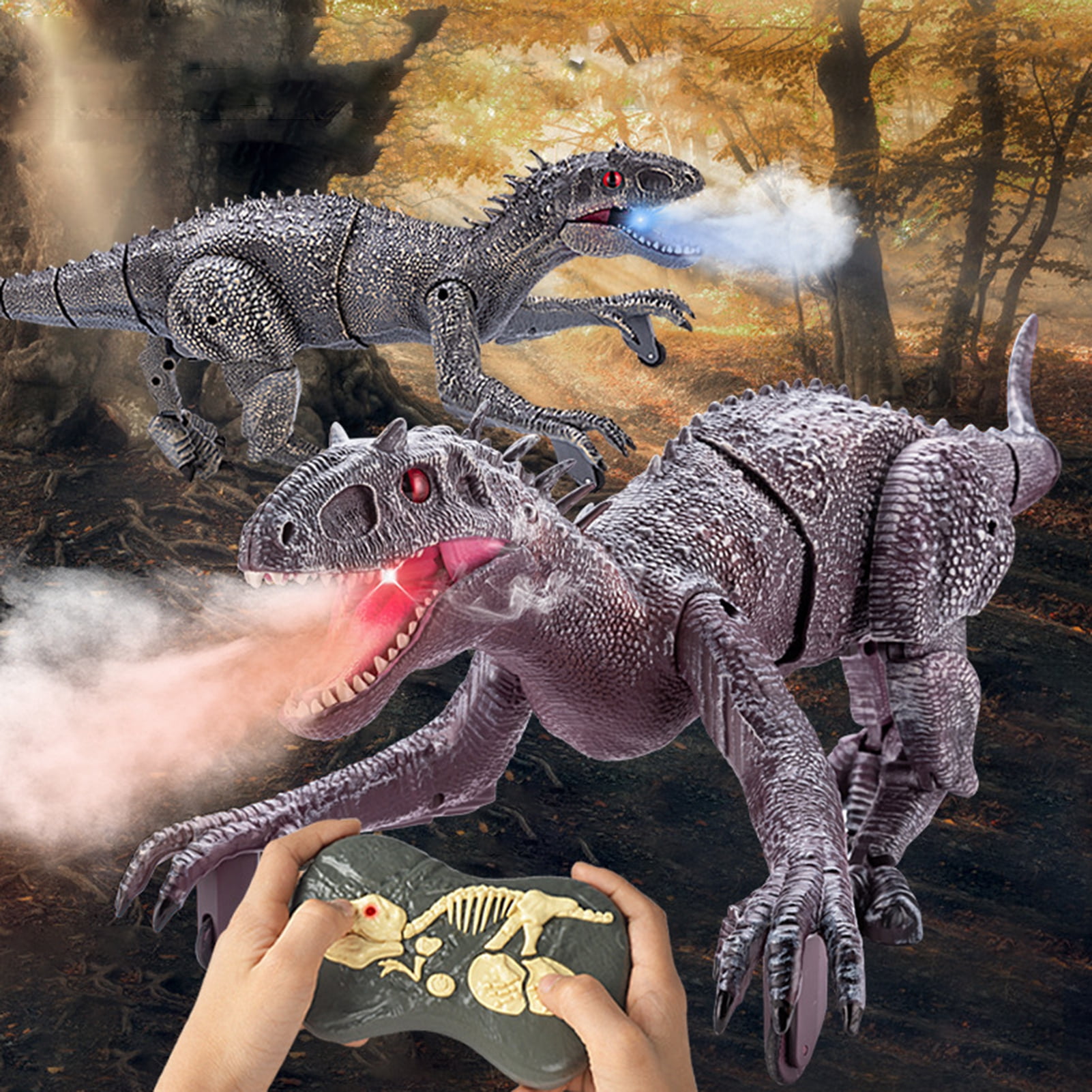 RC Dinosaur Toy 3D Eyes Lighting And Sound Simulation Walking Rechargeable Toy 2 4G Wireless 8CH Remote Control Electric Dinosaur Toy Birthday Gift