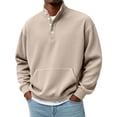 thumbnail image 7 of Men's Solid Sweatshirt Pit Strip Half Open Collar Casual Printed Sweatshirt for Fall Winter, 7 of 7