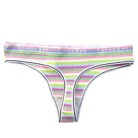 

EHTMSAK Women s Low Rise Underwear No Show Breathable Thong Stretch Striped Underwear Pink 2XL