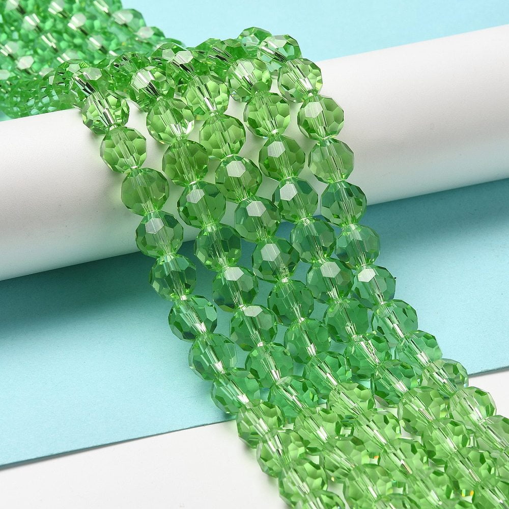 10strands Transparent Glass Beads Faceted(32 Facets) Round Lime 10mm Hole: 1.8mm about 66~68pcs/strand 24.02~24.13 inch(61~61.3cm)