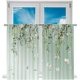 thumbnail image 6 of Short Tier Curtains for Kitchen Bathroom, Green Eucalyptus Leaf Cafe Curtains, Soft Airy Kitchen Sink Curtains with Kitchen Bathroom Window Curtains, 39" L x 27.5" W, 2 Panels, 6 of 6