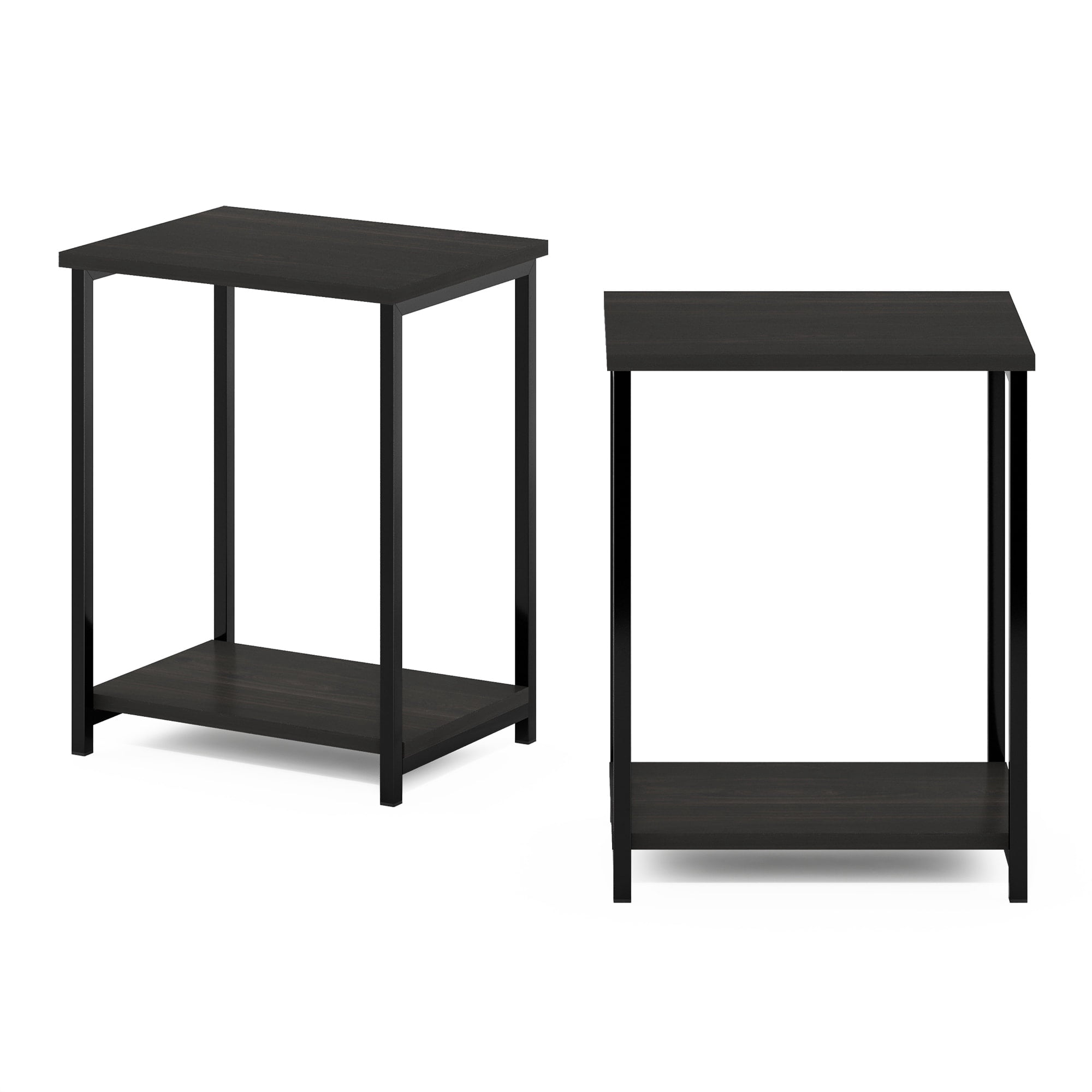 Simplistic Industrial Metal Frame End Table, 2-Pack, White/White