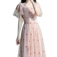 thumbnail image 3 of YM YOUMU Women Square Neck Smocked Flutter Sleeve Stars Tulle Princess Sweet A Line Dress, 3 of 4