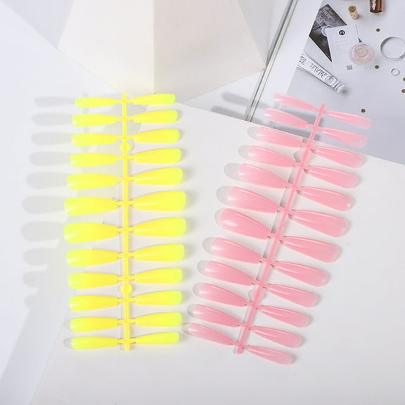 dianhelloya10 Sets Fake Nails Full Coverage Harmless Vivid Color Mixed Size Extend Nail Plastic DIY Nail Art Artificial Fingernails Decor Orange