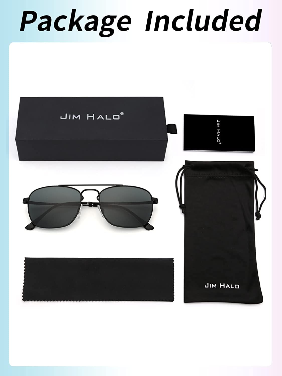 JIM HALO Retro Square Aviator Sunglasses Premium Glass Lens Flat Eyewear Men Women (Black / Grey) - Walmart.com