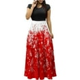thumbnail image 2 of LOVZFMLL Robe Maxi Bohème Vintage Décontractée à Manches Courtes et Col Rond pour Femmes Rouge G, 2 of 5