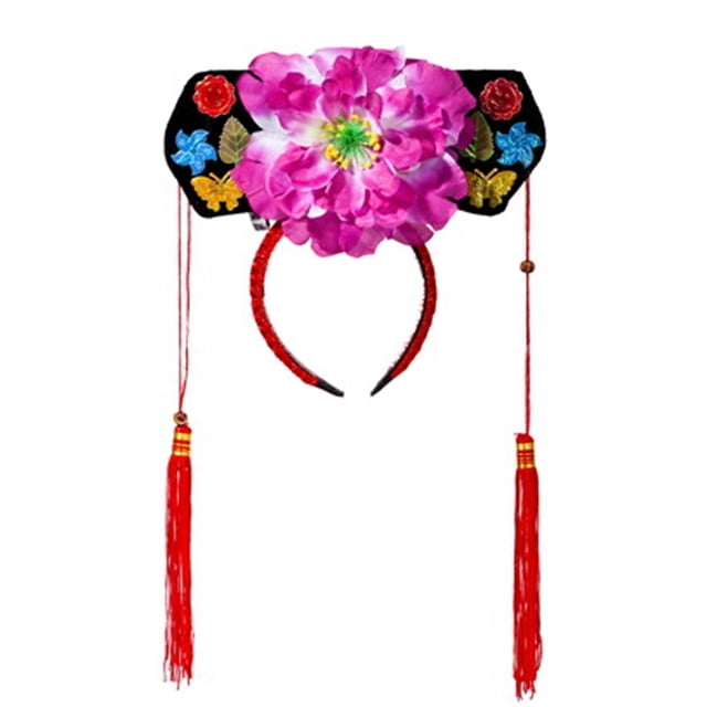 Aros para el pelo, diademas de estilo chino, diademas decorativas de princesa con borlas de flores chinas