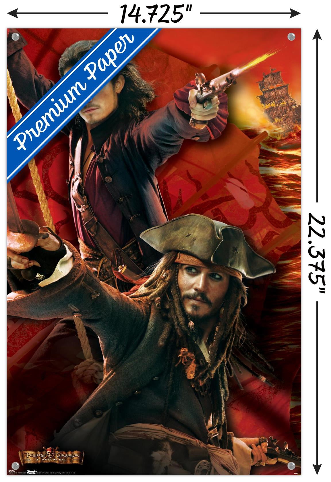 Disney Pirates of the Caribbean: At World's End - Duo Wall Poster with Push Pins, 14.725" x 22.375"
