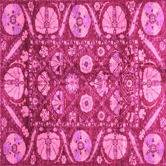 Ahgly Company Indoor Square Abstract Pink Modern Area Rugs, 8' Square