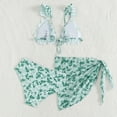 thumbnail image 4 of lnmuld Kids Swimsuits Girls Floral Print Bikini Two Piece Swimsuit Set with Adjustable Side Ties and Straps for Teen Youth Size:11-12 Years, 4 of 5