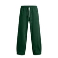 thumbnail image 4 of Zylanna Men's Sweatpants with Side Pockets, Breathable Drawstring Elastic Waist Solid Color Baggy Activewear Jogger Pants for Sports Green, 4 of 9