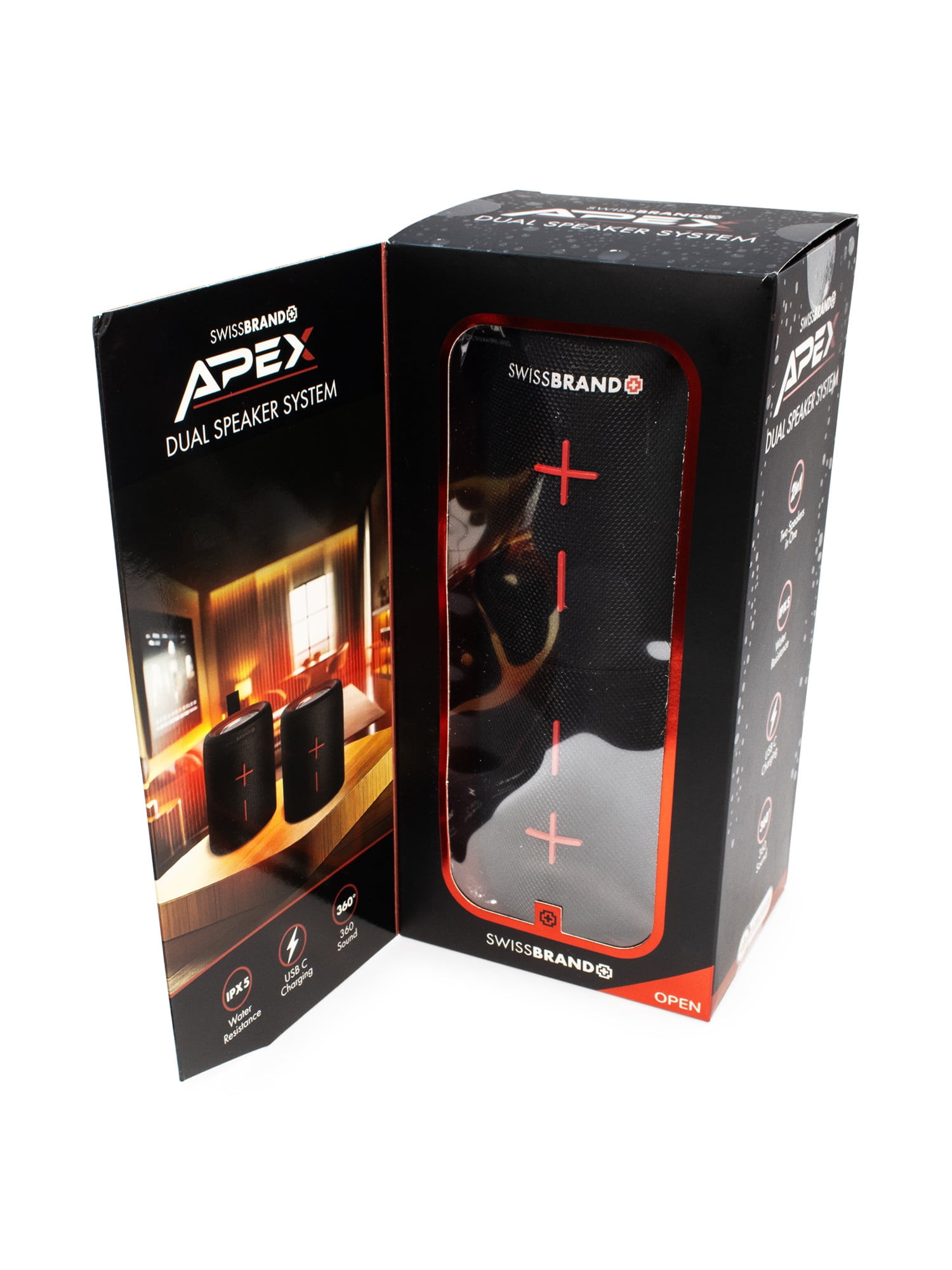 Swissbrand Apex 2-in-1 Portable Bluetooth Speaker – 360° Sound, Detachable Design, USB-C Charging, IPX5 Water Resistant