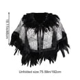 thumbnail image 3 of Lace Mesh Feather Cape Shawl, Black Gothic Shoulder Wrap, 192x45cm, 3 of 7