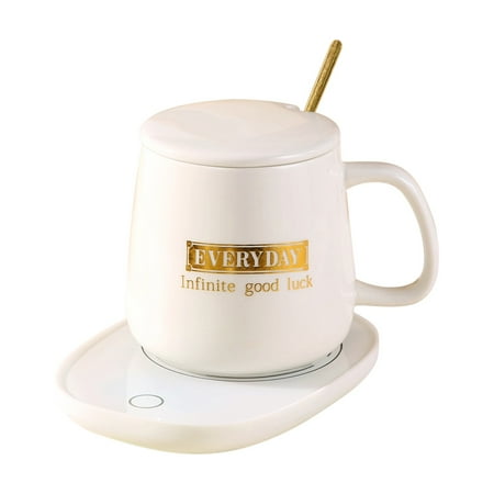 

ajkijo Heated Cup Mat Mugs Thermostatic Ceramic Cups Intelligent Temperature Control Safe Material Exquisite Gift Box Set with Spoon for Anniversary and Celebration Opening Gifts