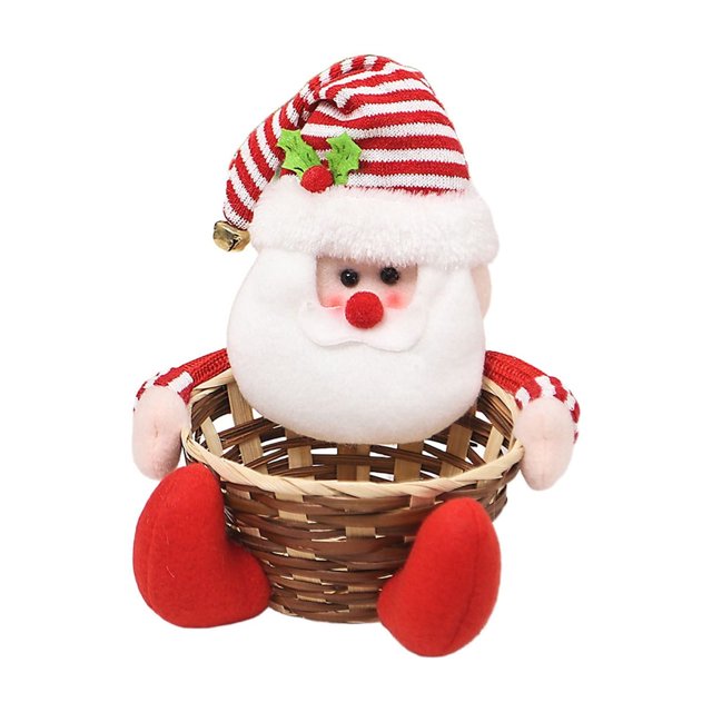 Ofertas de decoraciones navideñas 2024, nueva cesta decorativa navideña con forma de muñeco de nieve para ancianos, cesta para dulces, adornos para muñecas, accesorios de decoración navideña de