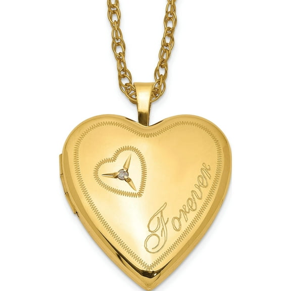 Gold Filled 14/20 1/20 20mm Diamond Forever Heart Locket Necklace (18 X 19.6) Made In Hong Kong qls285-18