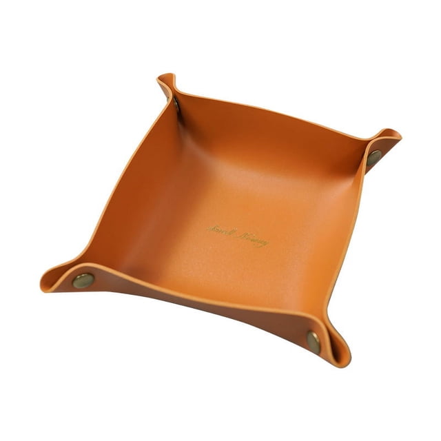 Leather Catcher Bag, Coin Box, Personal Item Tray, Storage Valet, Brass Metal Snap, Home & Travel Essentials Handcrafted