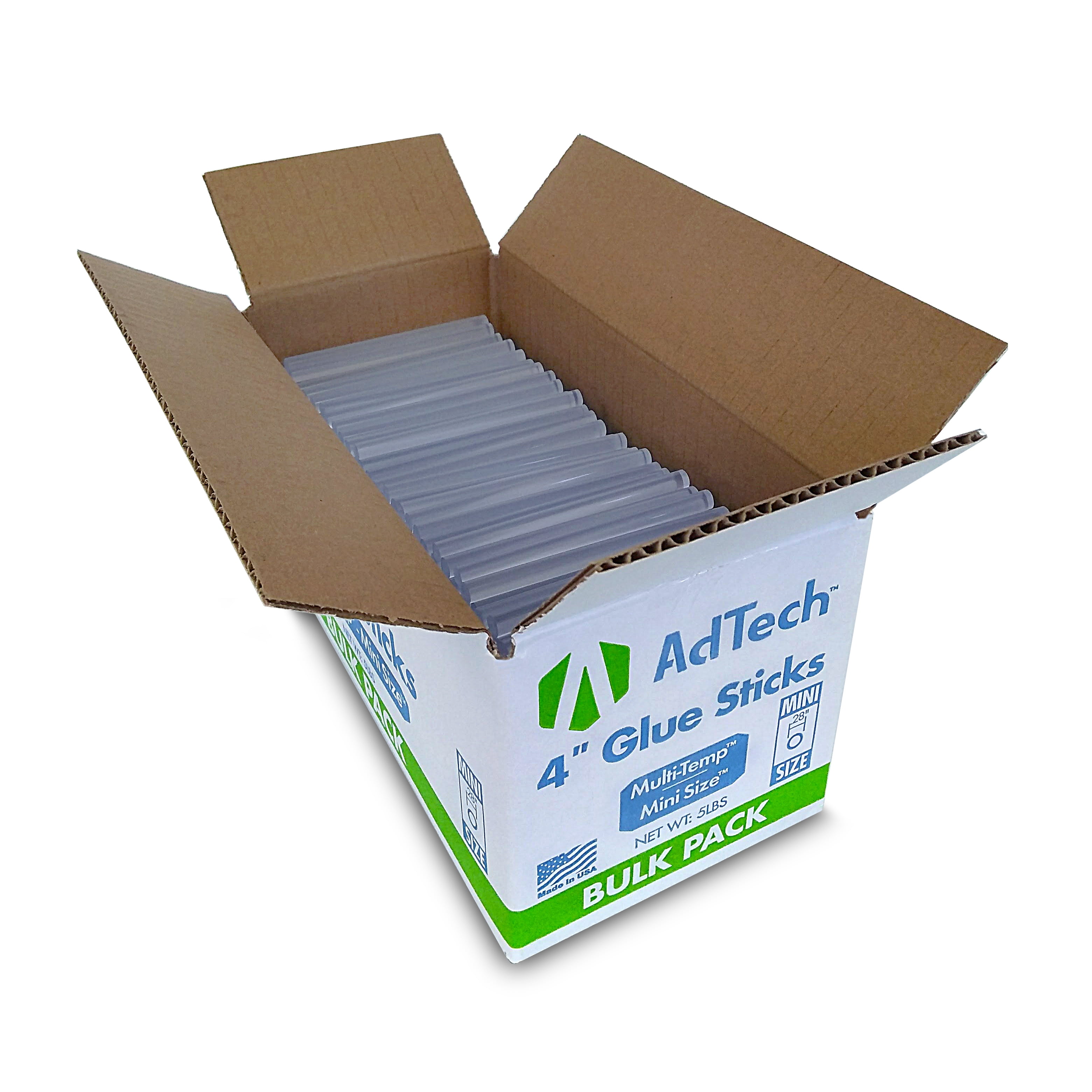 AdTech 4 5lb Box of Mini Size Multi-Temp Hot Glue Sticks, Clear 