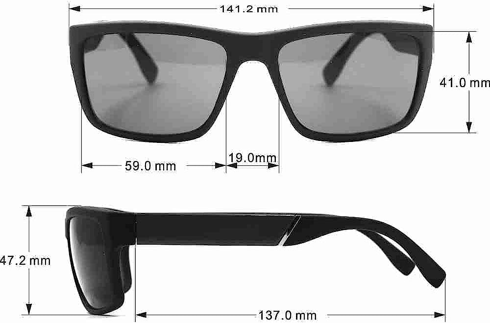 SOUTHPOLE Men's 5033SP Metal Shield UV400 Protective Rectangular Sunglasses, Cool Gifts for Him, 140 mm