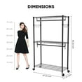 thumbnail image 5 of edx 3 Tier Heavy Duty Rolling Garment Rack with Lockable Rollers,Freestanding Clothing Rack,Black,47.24"W x 17.72"D x 80.32"H, 5 of 10