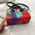 thumbnail image 4 of Bolsa de hombro geométrico colorido para mujer, de cuero, de mano (negro) Ehuebsd Para Estrenar, 4 of 9
