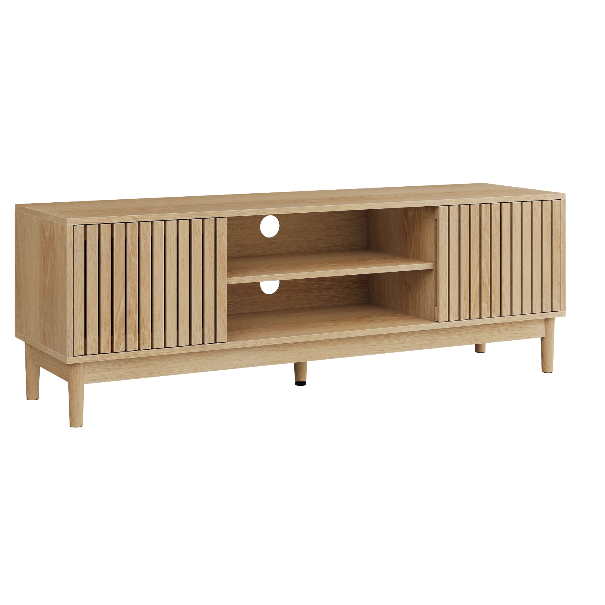 55" TV Stand, Mid-Century Modern Style TV Stand (Suitable For 55/65-Inch Tvs), Entertainment Center With Storage, Media Console for Living Room and Bedroom