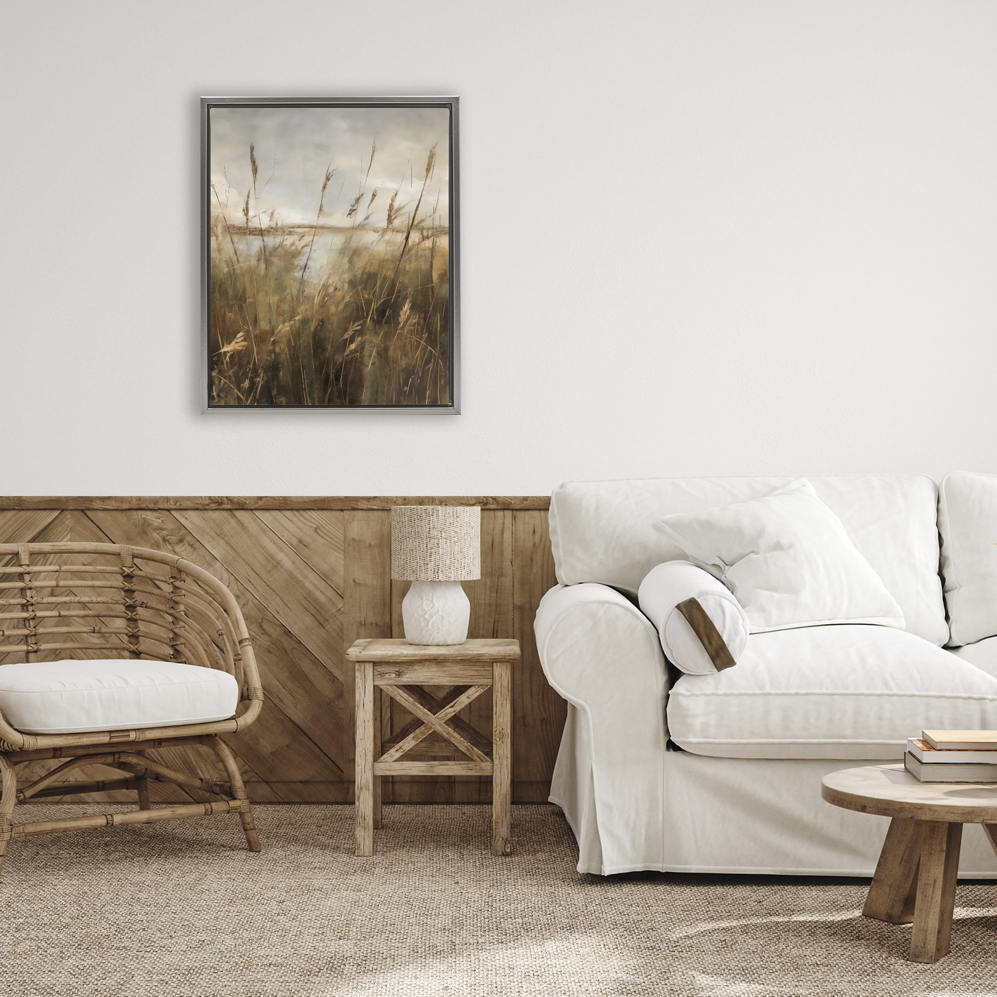 Stupell Industries Tall Grass Beside Quiet Lake Gray Framed Floater Canvas Wall Art, design by Creative Studio
