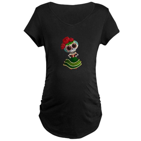 CafePress - El Dia De Los Muertos Skeleton Girl Maternity T Sh - Maternity Dark T-Shirt