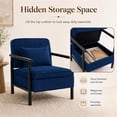 thumbnail image 4 of SESSLIFE Accent Chair with Storage Space, Upholstered Living Room Chairs with Waist Cushion & Wood Frame, Reading Armchair for Bedroom Sunroom, Blue, 4 of 9