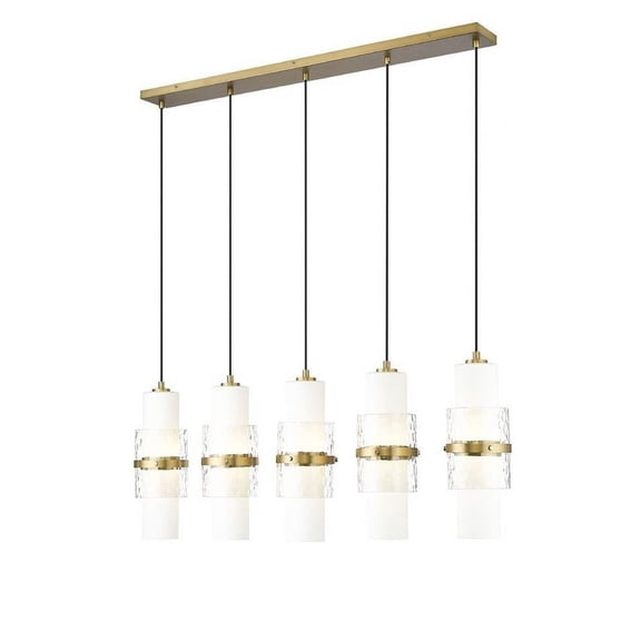 5 Light Linear Chandelier in Modern Style-16.75 inches Tall and 4.75 inches Wide-Brushed Nickel Finish Bailey Street Home 372-Bel-5172043