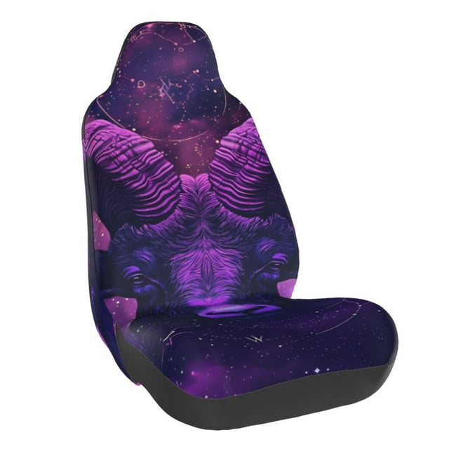 Wukai Purple Starry Sky Antelope Full Set Car Seat Covers with Soft Padding Universal Auto Front Seats Protector and Cushion Mat