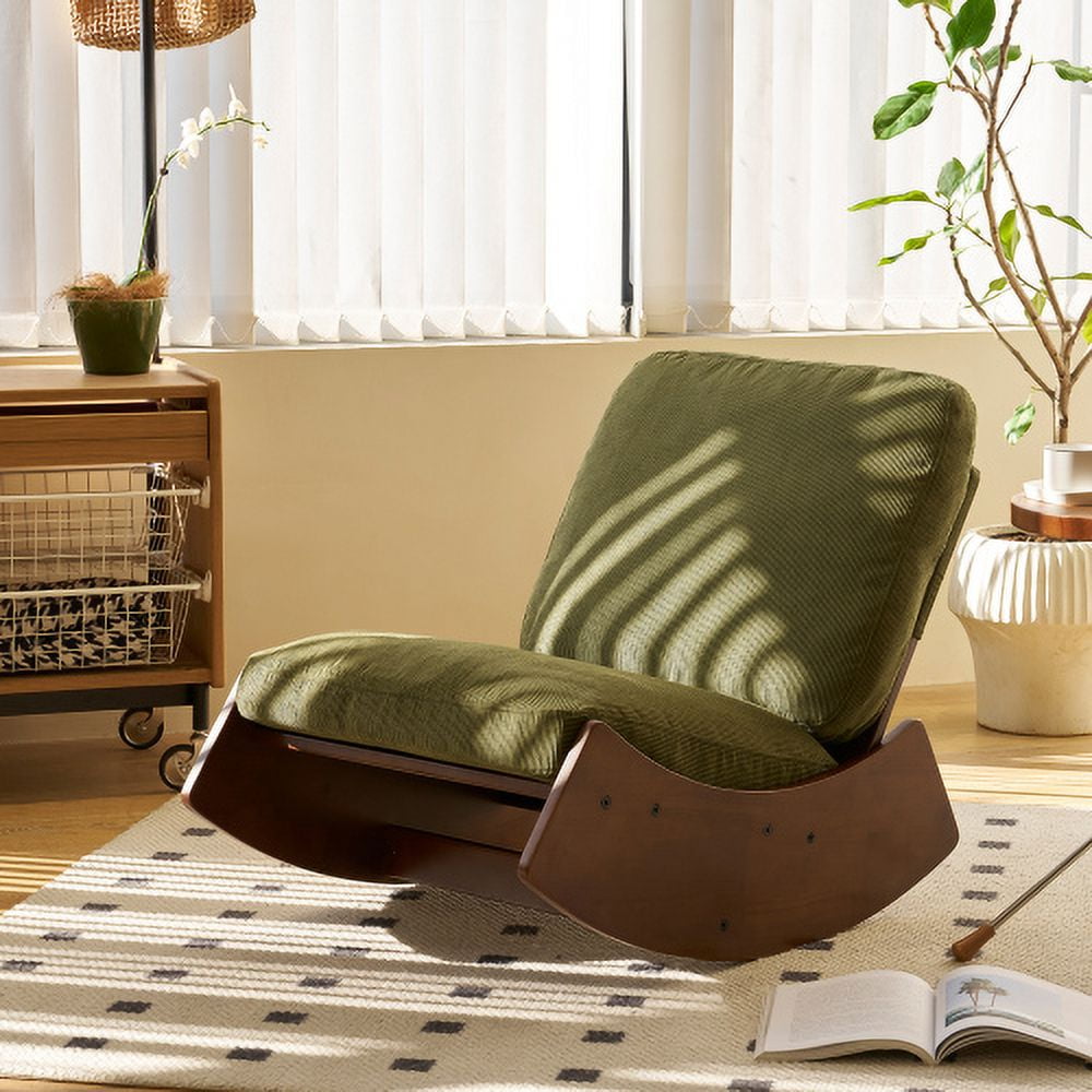 DRNANLIT Glider Rocking Chair with Smooth Glide & Solid Wood, Corduroy, Yellow for Living Room or Bedroom